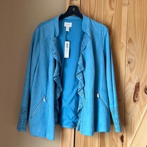 Chicos NWT faux suede drape jacket/ blazer.
